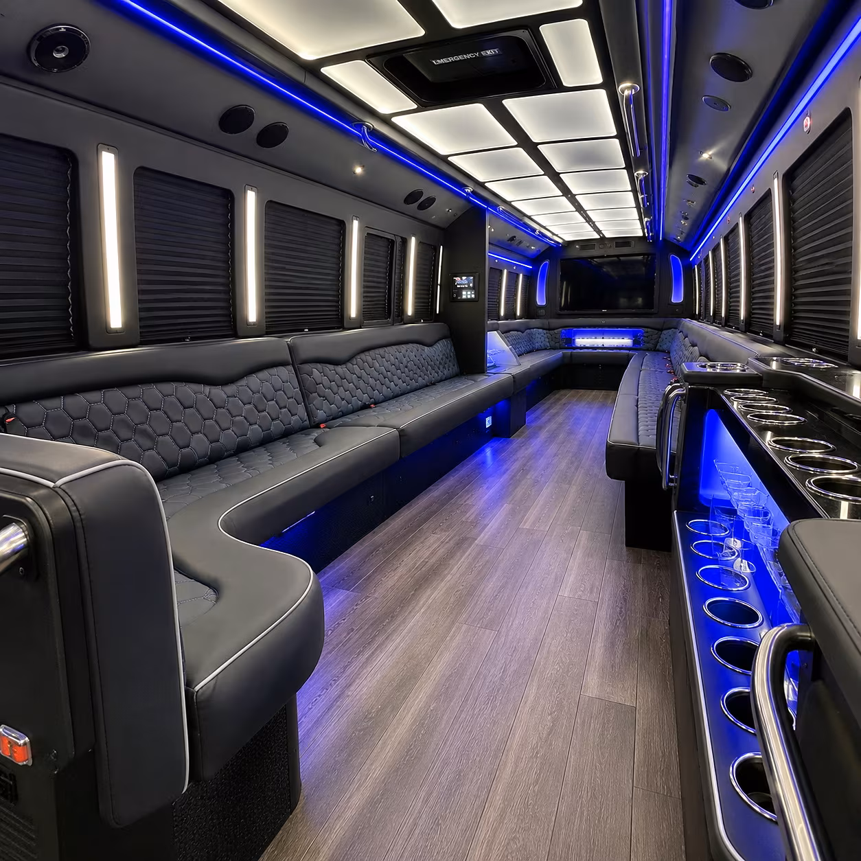 Boston Bachelor & Bachelorette Transportation party bus interior
