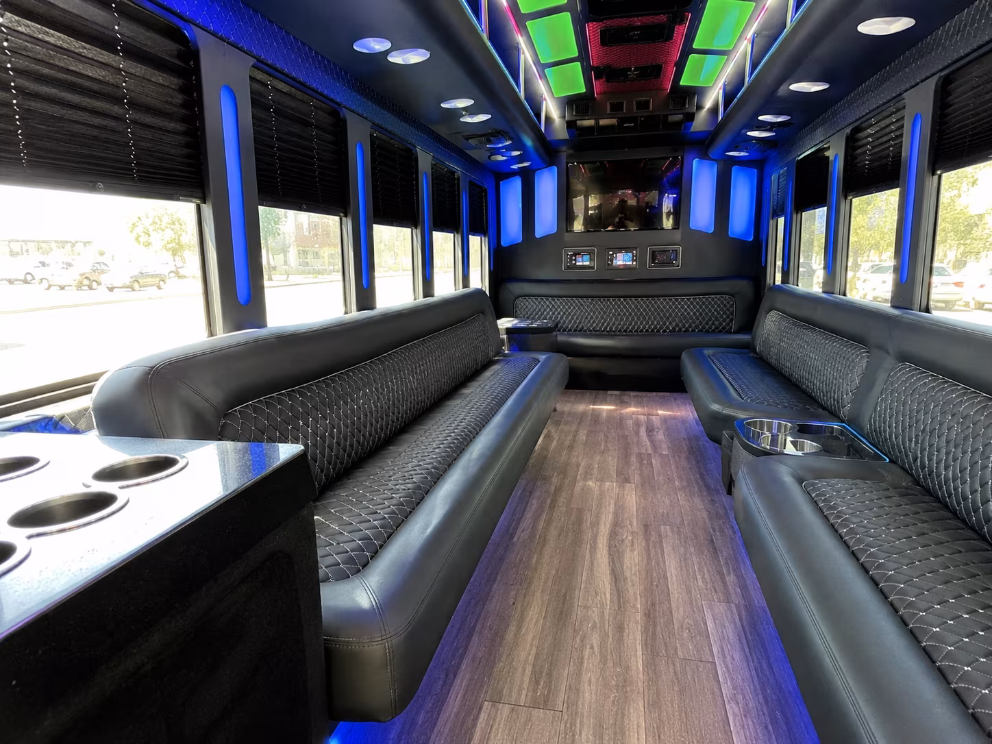 Boston Birthday, Sweet 16, & Quinceañera Transportation party bus interior