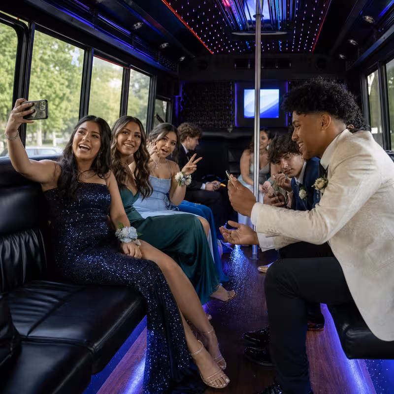 Black Mercedes Sprinter van staged for an Boston Prom & Homecoming Transportation group