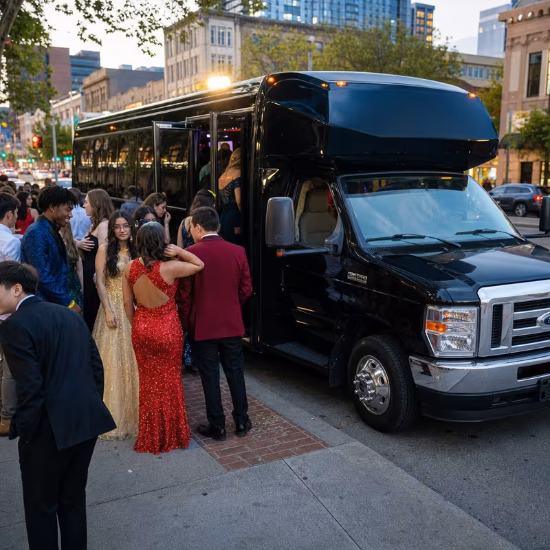 Passengers loading luggage while boarding an Boston group shuttle