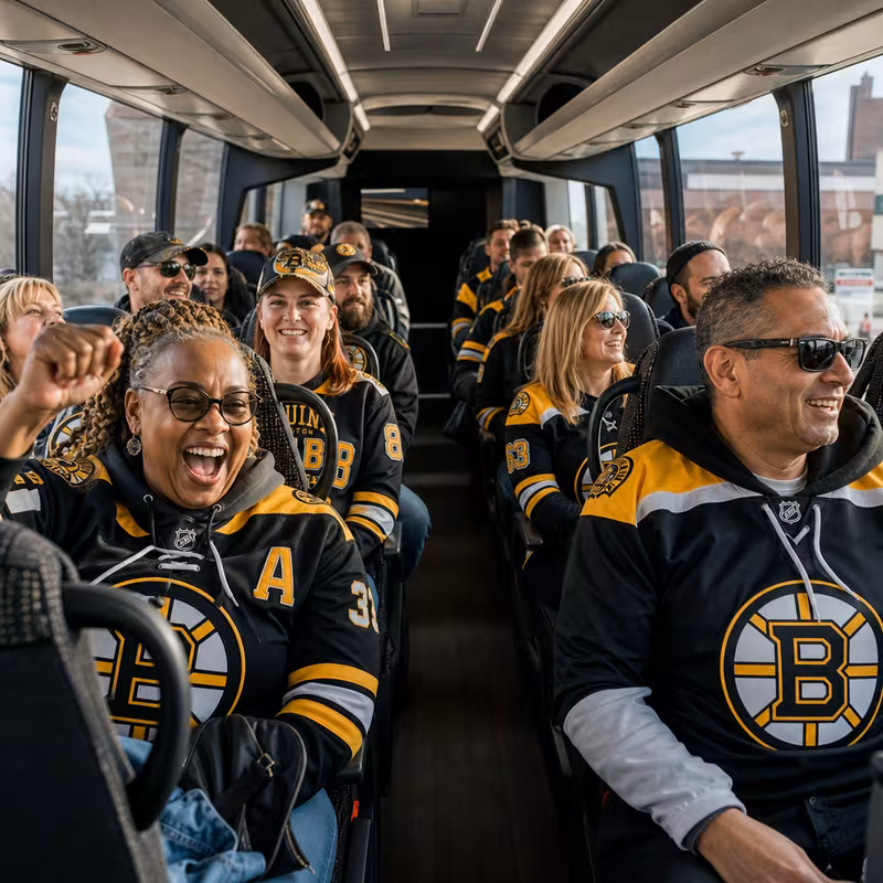 Black Mercedes Sprinter van staged for an Boston Sporting Event Transportation group
